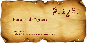 Hencz Ágnes névjegykártya